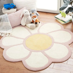 Round Flower Fluffy Carpet Bedside Plush Rug Cushion Girl Bedroom Children's Room