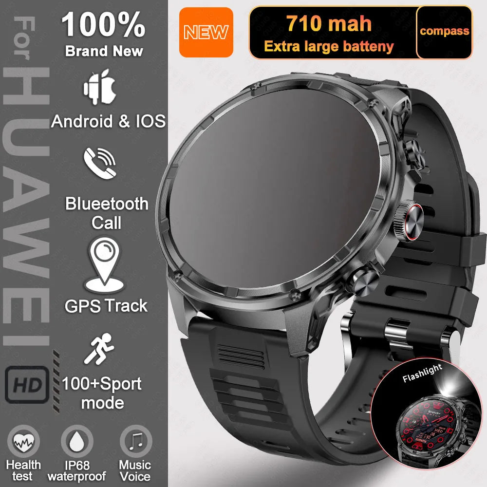 New T-Rex3 710mAh Large Battery Durable Adult Smart Watch 1.85-inch GPS trackr Compass 3ATM Waterproof BT Call Sports Smartwat