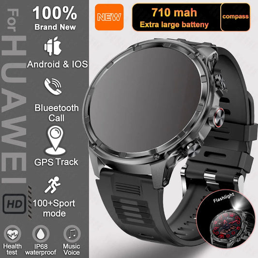 New T-Rex3 710mAh Large Battery Durable Adult Smart Watch 1.85-inch GPS trackr Compass 3ATM Waterproof BT Call Sports Smartwat