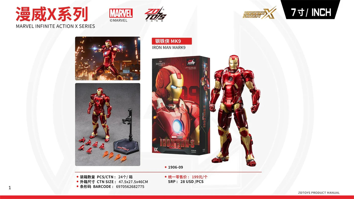 ZDTDS Original Iron Man MK37 Hammerhead MK12 MK38 Igor MK9 Iron Patriot War Machine legends Avengers Action Figure Collect Toy