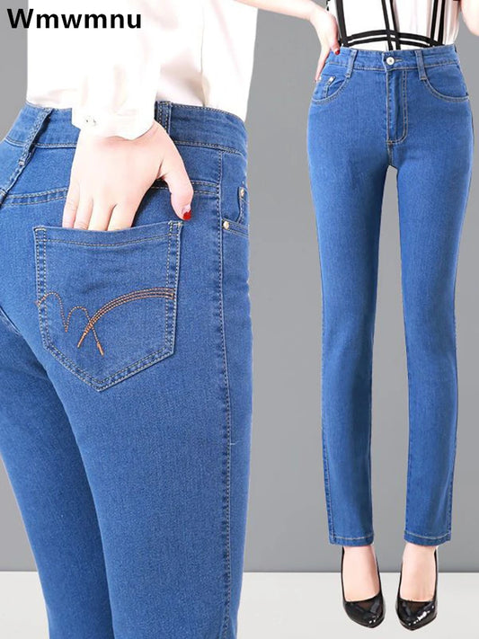 Oversize 36 Spring Summer Mom Jeans Vintage High Waist Women Denim Pants
