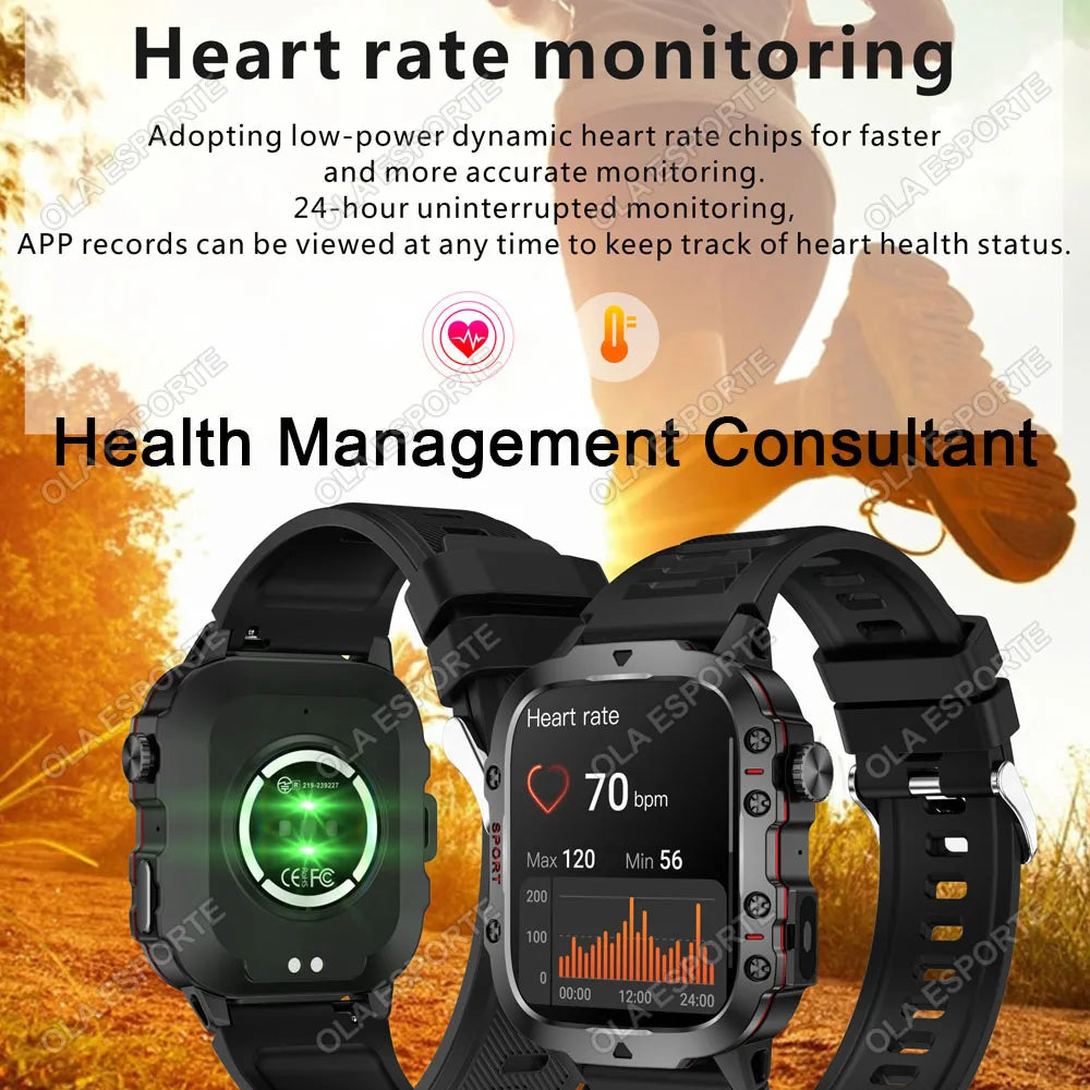 EGC+PPG GPS Sports Fitness Tracker Smartwatch Men 2.01Inch Touch Screen Health Monitoring Bluetooth Call Smart Watch For Android