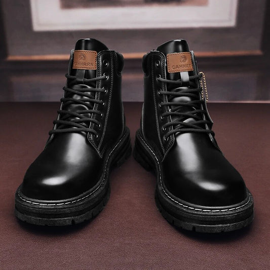 High Top Boots Men Leather Shoes Fall Winter Outdoor Motorcycle Boots Men's Boots
