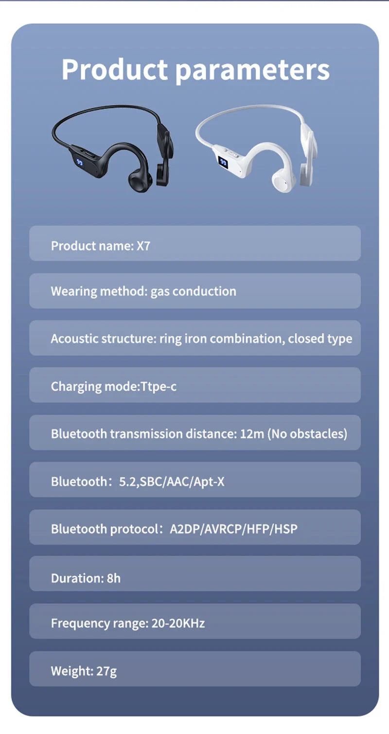Wireless Earphone Bone Conduction Sport Swimming Bluetooth Compatible Headphone Hand-free With Mic For Running X7 Earbuds