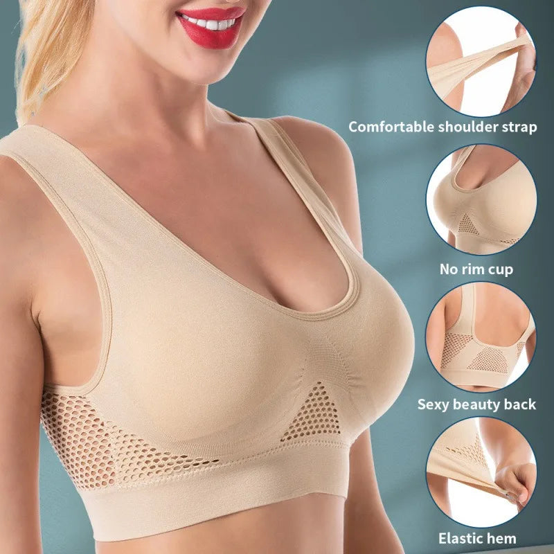 Women's Breathable Sports Vest Bra Sweat-absorbent Shockproof Pad Sports