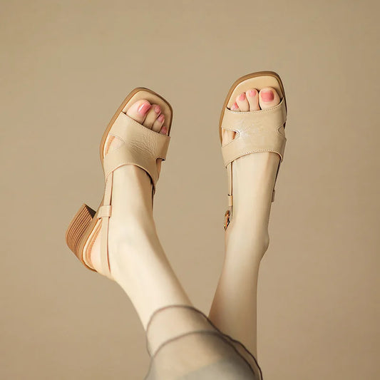 2023 Women S Sandals PU Leather Open Toe Ladies Beach Shoes Summer Sexy Sandals Buckle Strap Flip Women's Sandals