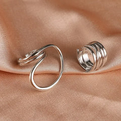 2pcs/set Women Rings Exaggerated Lines Rings for Women Fashion Simple Distorted