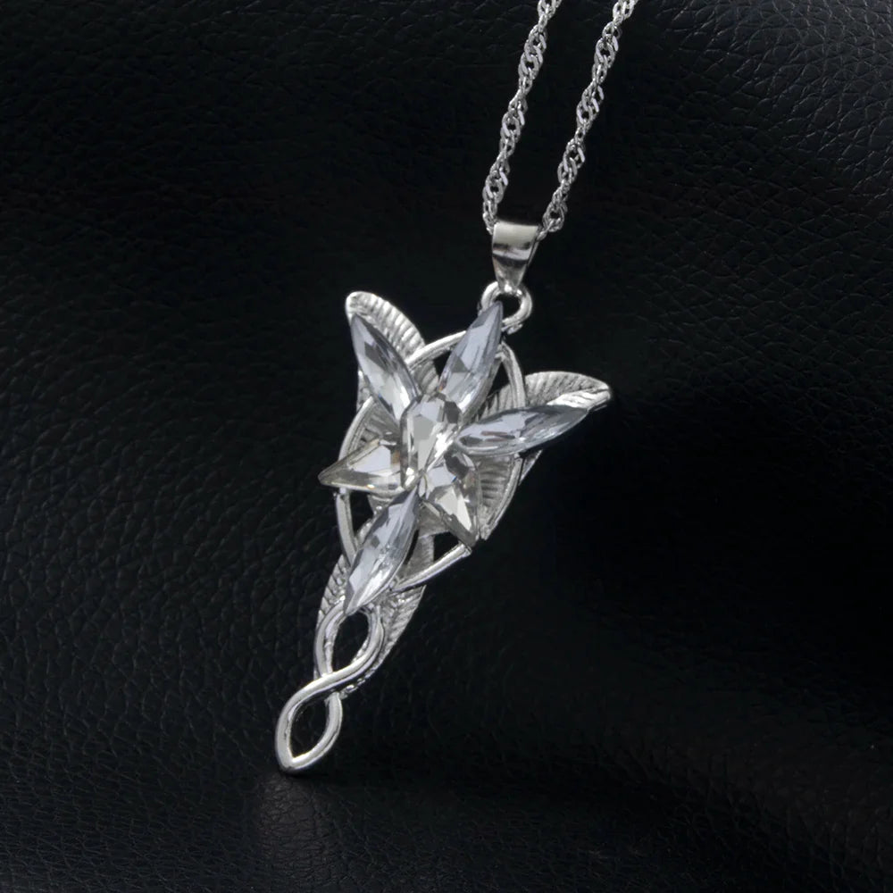 Arwen Evenstar Movie Necklace Silver Color Crystal Pendant Necklaces for Women Girl Party Jewelry Gift Jewelry