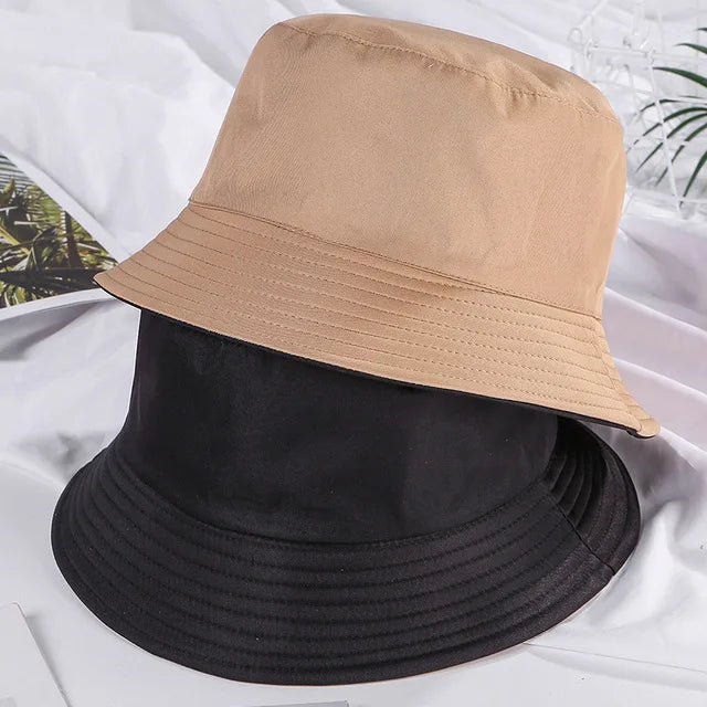 Double-sided Wearing Cap Solid Color Bucket Hat Men Women Sun Hat Reversible Fisherman Hat Summer Panama Cap Sun Fishing Gorros