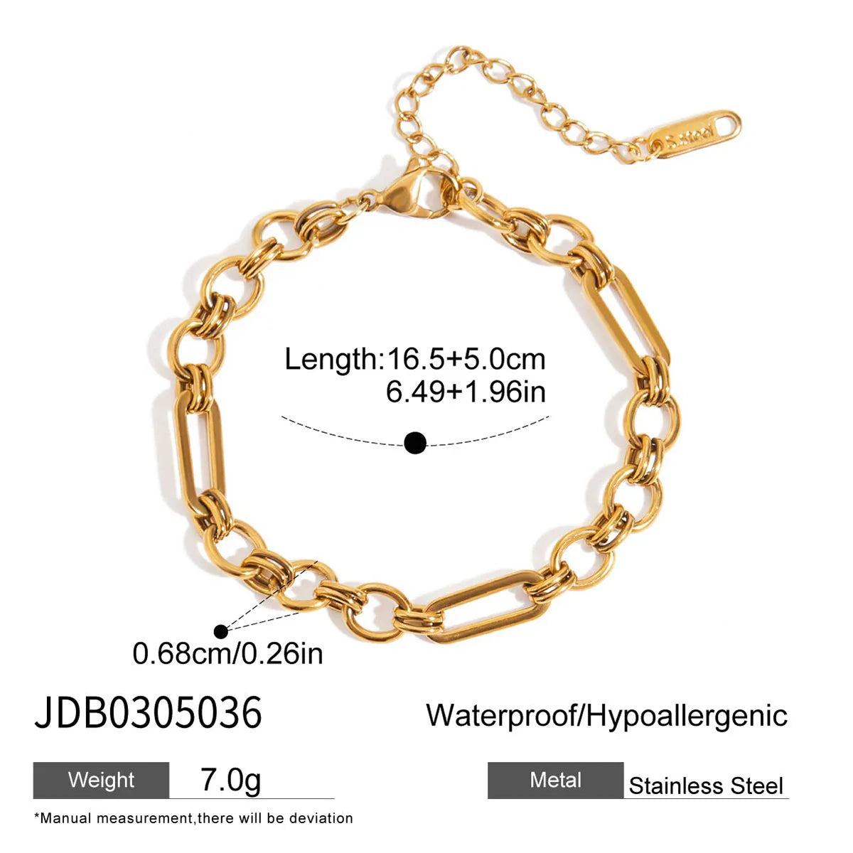 Uworld Fashion Link Chain Stainless Steel Bangle Bracelet for Women Exquisite Golden Metal Texture Jewelry Girl Beach Gift Man