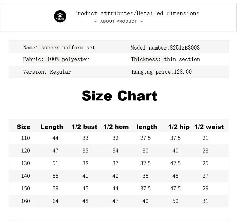 KELME Custom Kids Soccer Jersey Goalkeeper Soccer Jerseys Team Suis Short-sleeve Training Breathable Boys football  8251ZB3003