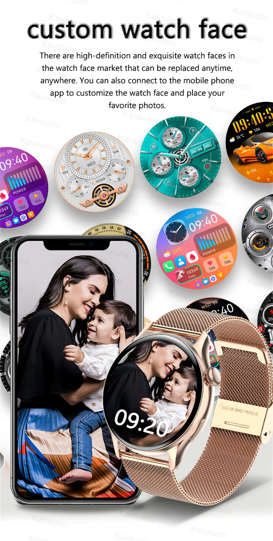 2026New Smart Watch Women Custom Dial NFC GPS trajectory clock Heart Rate bloodpressure BT Call Smartwatch For Android iOS mini