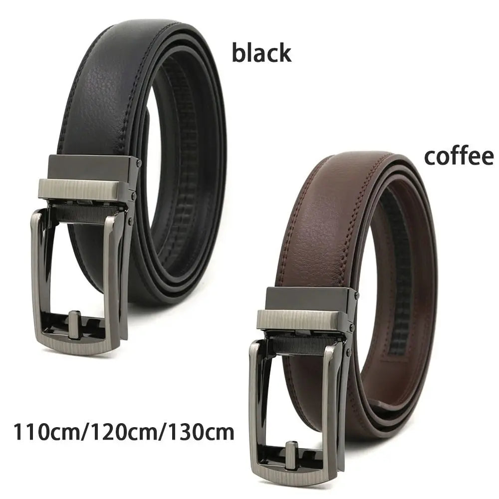 Men's Click Belt Automatic Buckle 110cm 120cm 130cm Comfort Leather Ratchet Dress with Slide Buckle Adjustable Trim