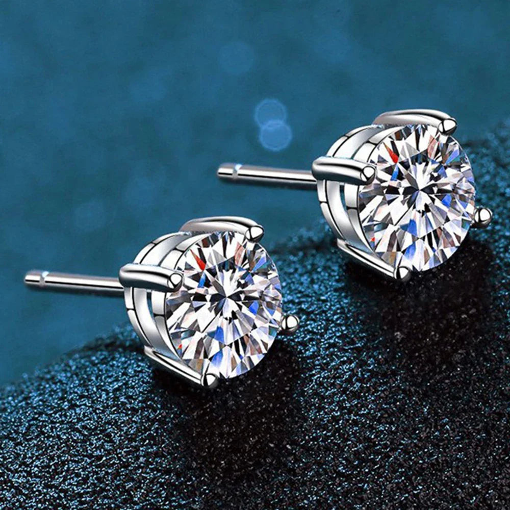 Cbtb Classic Sterling Silver 925 Gold Silver Four Claw Stud Earrings for Women Weddings Birthdays Moissanite Jewelry Luxury Gift