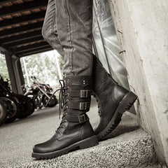 Mens Motorcycle Boots Leather Boots Male Footwear Cowboy Casual Shoes