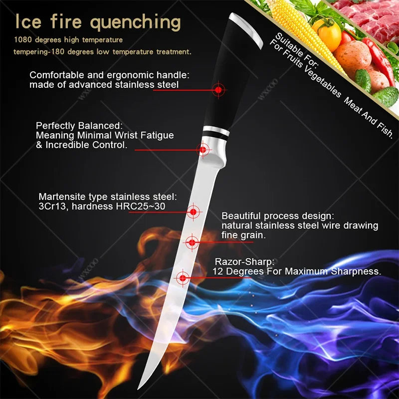 Japanese Chef Sashimi Knife Salmon Cleaver Stainless Steel Butcher's Meat Cutting