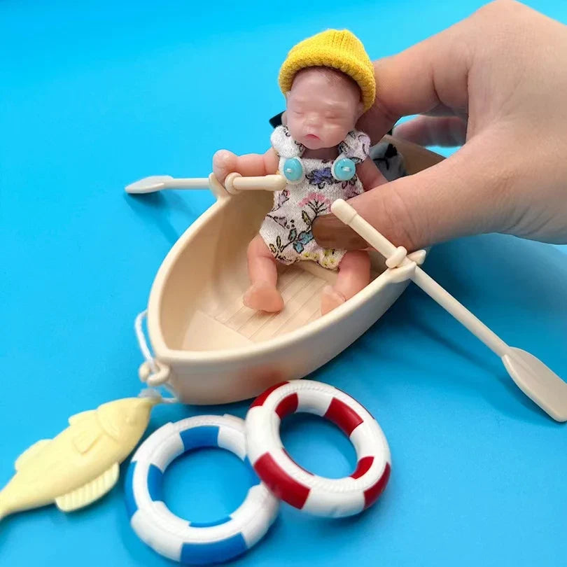 8cm Cute Mini Silicone Bebe Reborn Girl With 2 Sets Mini Outfits for Each Reborn Baby Girl Soft Touching Feeling Flexible Doll