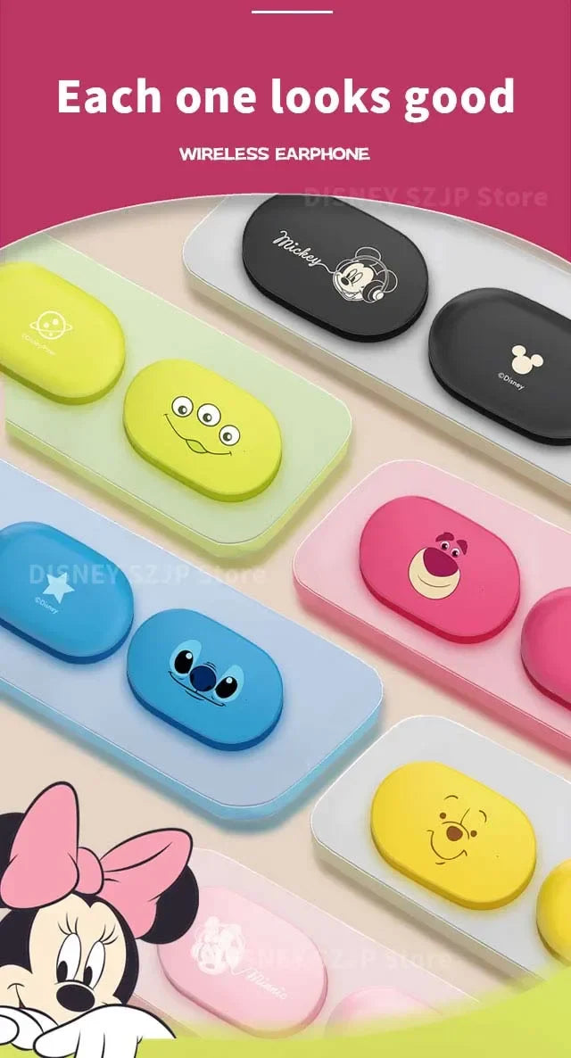 Disney Original Earbuds E6S Mini Cartoon Wireless Earphones Bluetooth 5.3 HIFI Sound Noise Reduction Headphone Long Battery Life