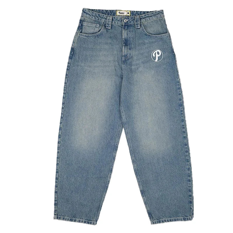 Jeans Men's and Women's Streetwear Harajuku Letters Casual Simple Baggy Jeans