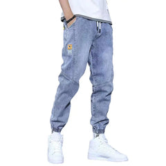 Autumn Winter Blue Cargo Jeans Men Streetwear Denim Jogger Pants Baggy Jean