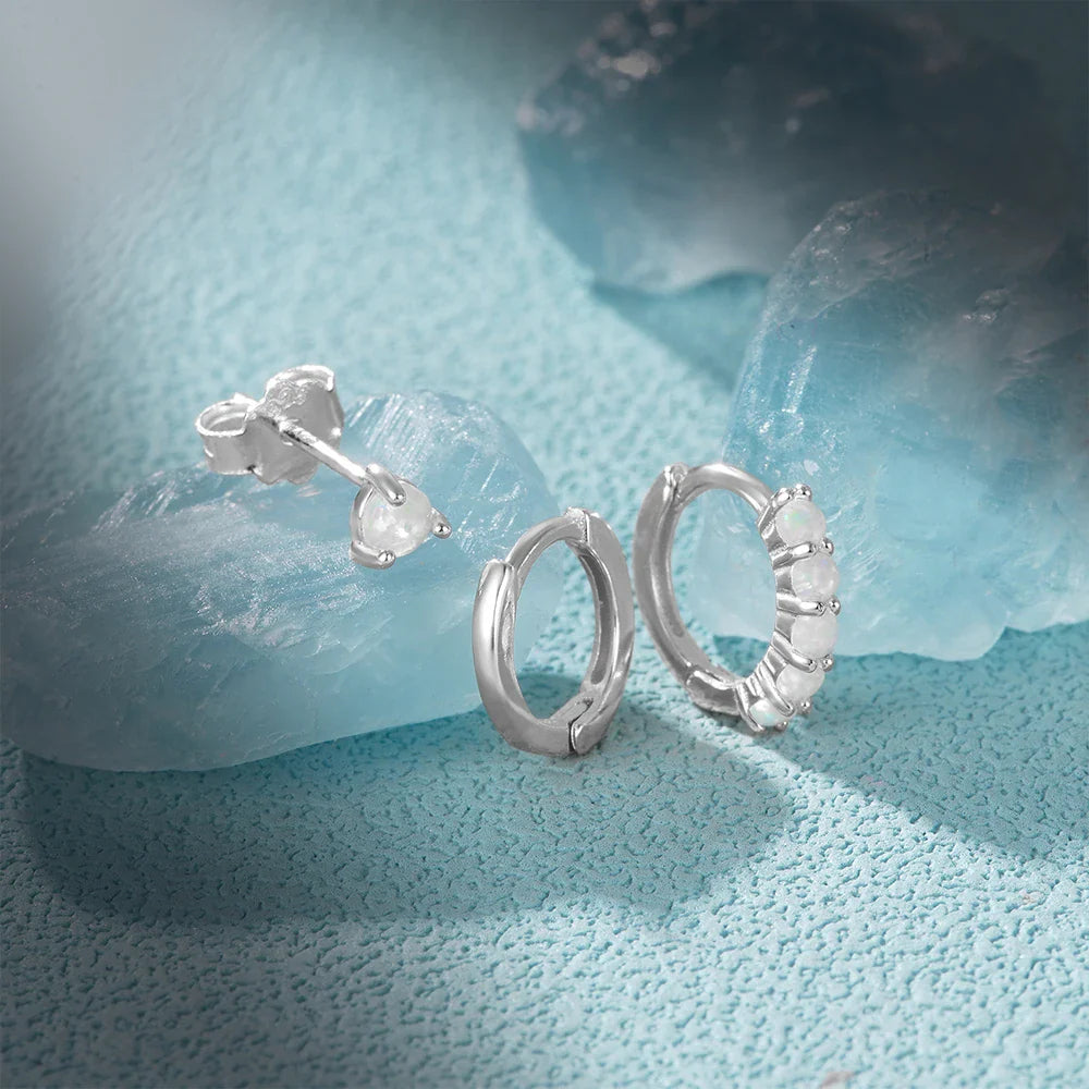 ROXI 925 Sterling Silver 3PCS DIY Hoop Earring With Piercing Stud Earring Set Women Men Party Wedding Jewelry Set pendientes 925