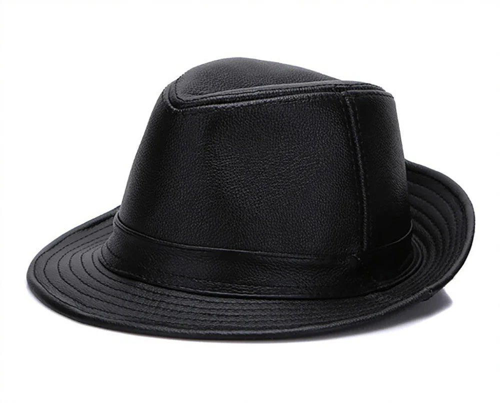 2026  Autumn Men Real Genuine Cowhide Leather Top Hats Men Fashion Caps Winter Warm New Cowboy  100% Real Cowhide Leather Hats