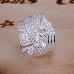 jewelry 925 Sterling silver open ring engagement wedding Bridal fashion