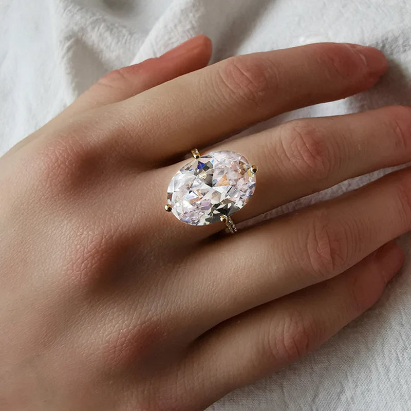 Luxury 10ct Lab Diamond Ring 100% Real 925 Sterling Silver Engagement Wedding Band Rings for Women Men Promise Jewelry