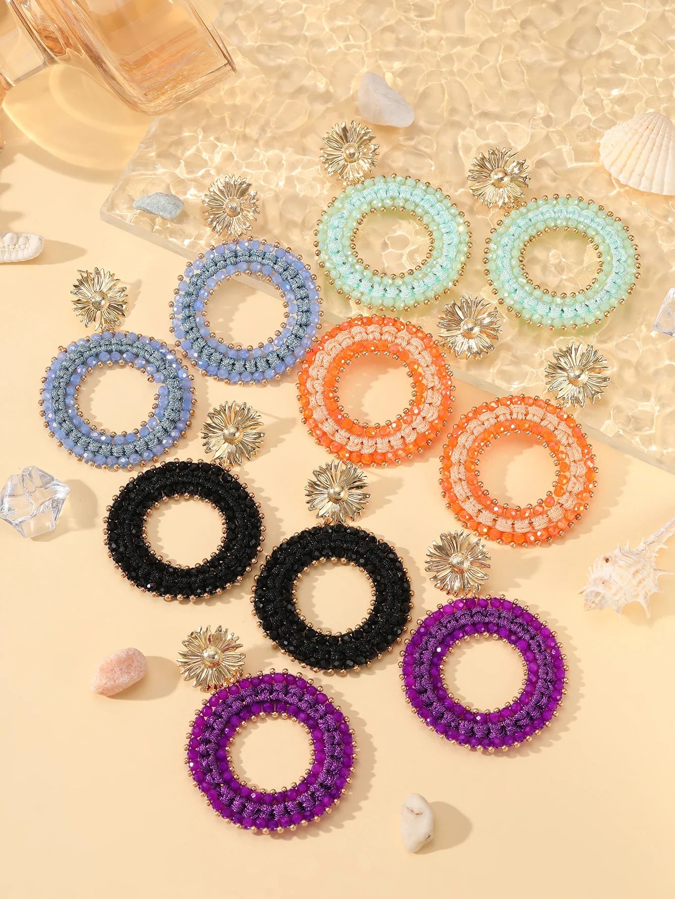INKDEW Big Water Drop Shape Drop Earrings For Women Colorful Beads Handmade Threading Crystal Long Earrings Jewelry Gift EA144