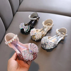 Kids Lace Bow Sandals Cute Girls Colorful Rhinestone Sandals Children's Princess