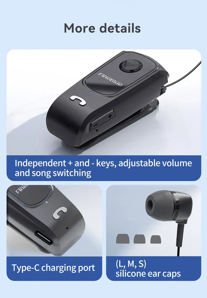 Fineblue F920 Mini Wireless Earphone Retractable Portable Bluetooth Headset Calls Remind Vibration Sport Run Gamer Headphone