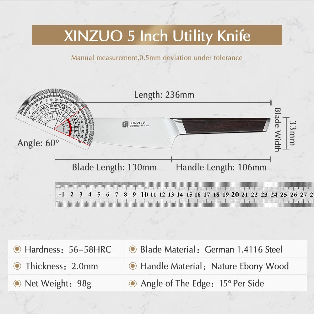 5" Utility Knife Stainless Steel Kitchen Knife Best Paring Fruit Multi-purpose