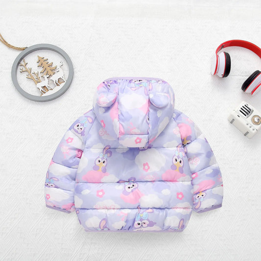 Cartoon Rabbit Cute Keep Warm Girls Jacket 1-5 Years Old Hooded Down Coat