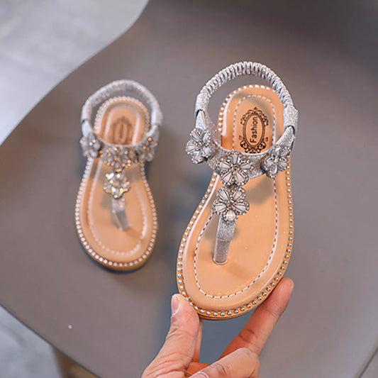 Kids Shoes Summer Girls Sandals Floral Crystal Bling Flip Flop Shoes Sandals