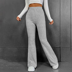 Solid Wide Pit Stripe Casual Knitted Wide-Legged Pants For Women Keep