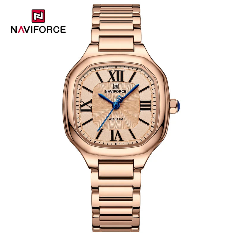 NAVIFORCE Brand High Quality Women Quartz Watch Stainless Steel Strap Casual Elegant Waterproof Wristwatch Relogio Feminino 2024