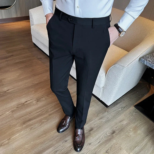High -end Brand Boutique Real -time Solid Color Men's Casual Business Suit Pants Luxury Men's