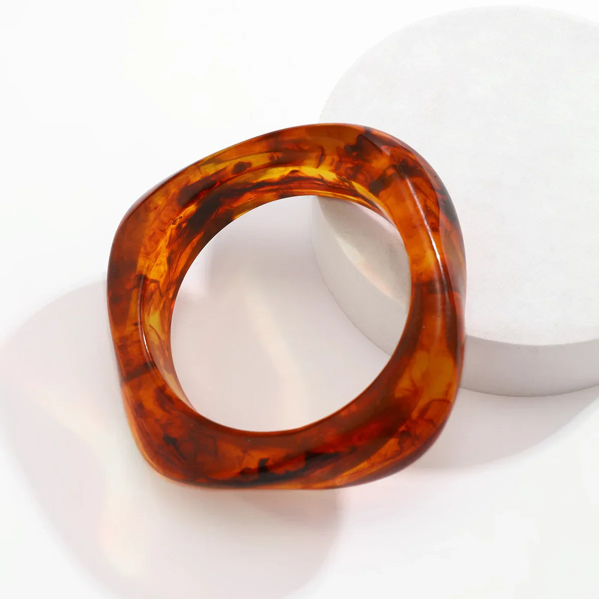 KMVEXO Vintage Punk Brown Coffee Thick Resin Acrylic Bangles Geometric Irregular Wide Cuff Bangle Bracelet For Women Men Jewelry