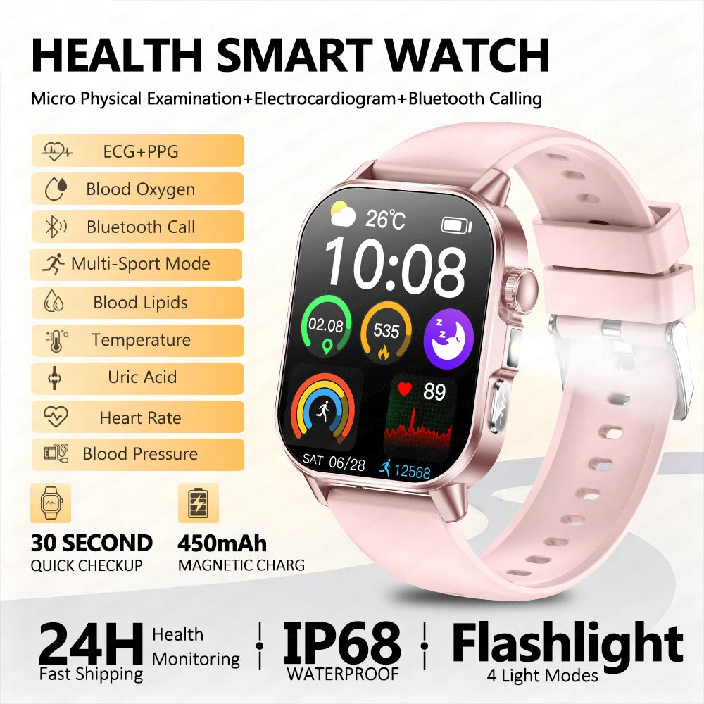 Body Composition analysis Monitoring Smart Watch Men ECG Heart Rate Blood pressure Uric Acid Health Tracker Smartwatches 2026New