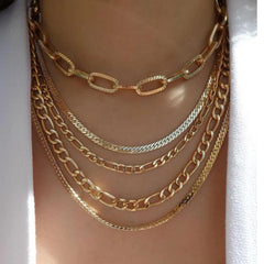 Bohemia Gold Color Multiple Styles Necklace For Women Trendy Multi-Layer