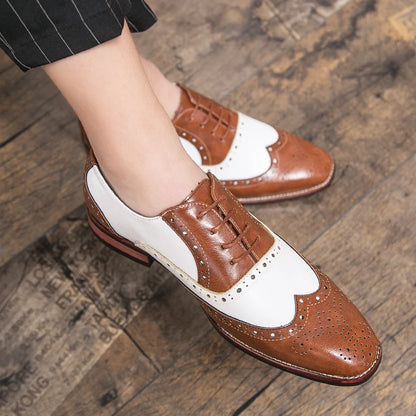 Handmade Brogue Office Shoes Vintage Design Oxford Mens Dress Shoes Formal Business Full Grain Leather Mens Shoes