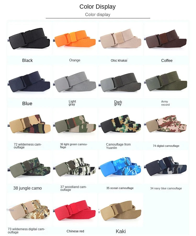 3.8X110cm High Quality Automatic Buckle Nylon Men Belt Outdoor Hunting Multifunctional Tactical Canvas Camouflage Belt for Women