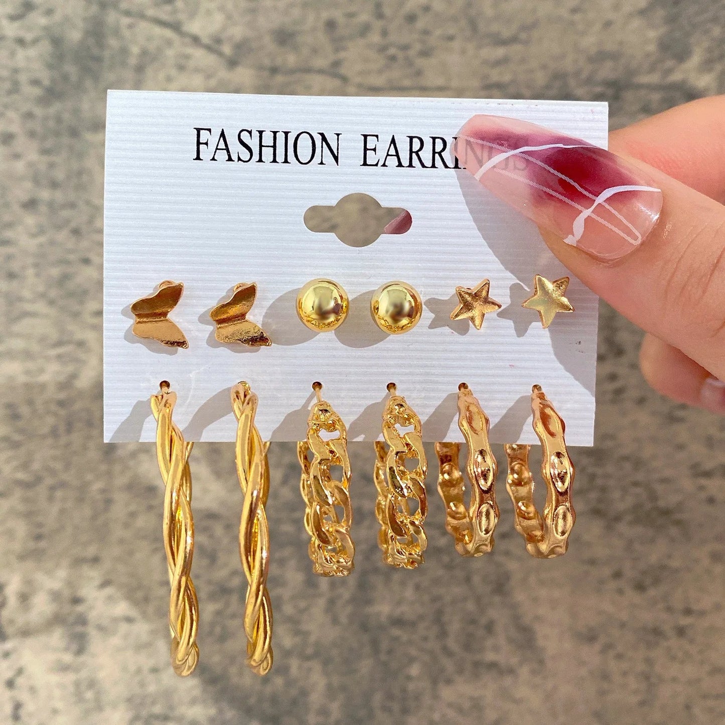 Fashionable Pearl Note Butterfly Geometric Tassel Stud Earrings Women Suit Elegant Charm Engagement Party Jewelry