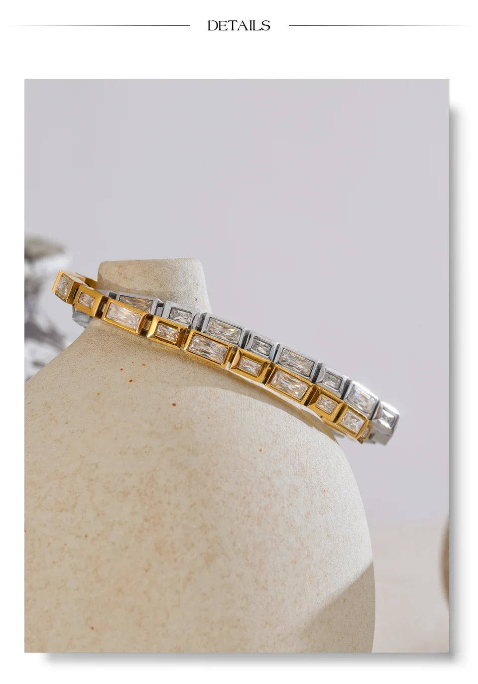 Yhpup Waterproof High Quality Shiny Cubic Zirconia Chain Premium Bracelet Bangle Stainless Steel New Jewelry