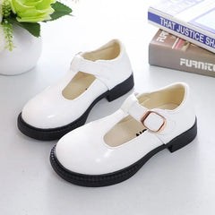 Children Leather Shoes for School Party Black White Girls Dress Shoes Kids Leather