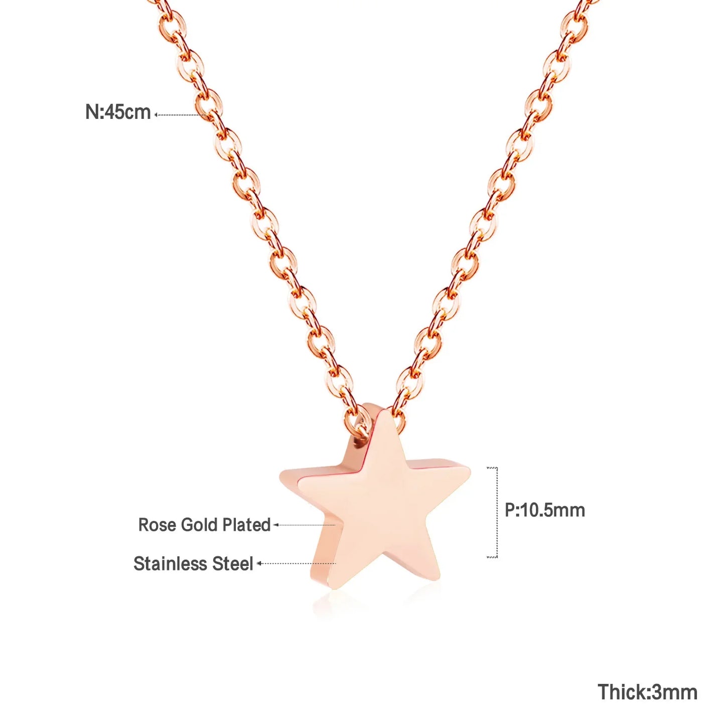 LUXUKISSKIDS Heart Star Moon Pendant Necklaces Tiny Charms Stainless Steel Choker Women/Girls Y2K Sweater Boho Jewelry Collares