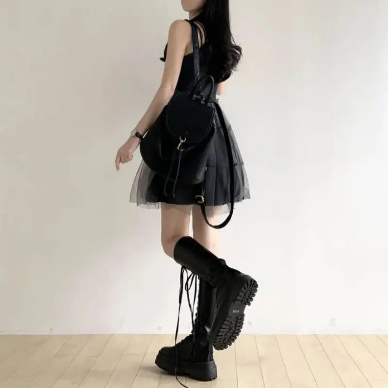 REALEFT Summer Y2k Black Mesh Women's Ball Gown Dresses 2025 New Sleeveless Strapless V-neck Party Sexy Mini Dress for Womens