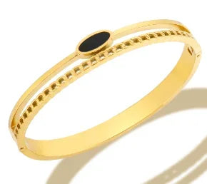 Stainless Steel Inlaid Zircon Bangle Round Bracelets