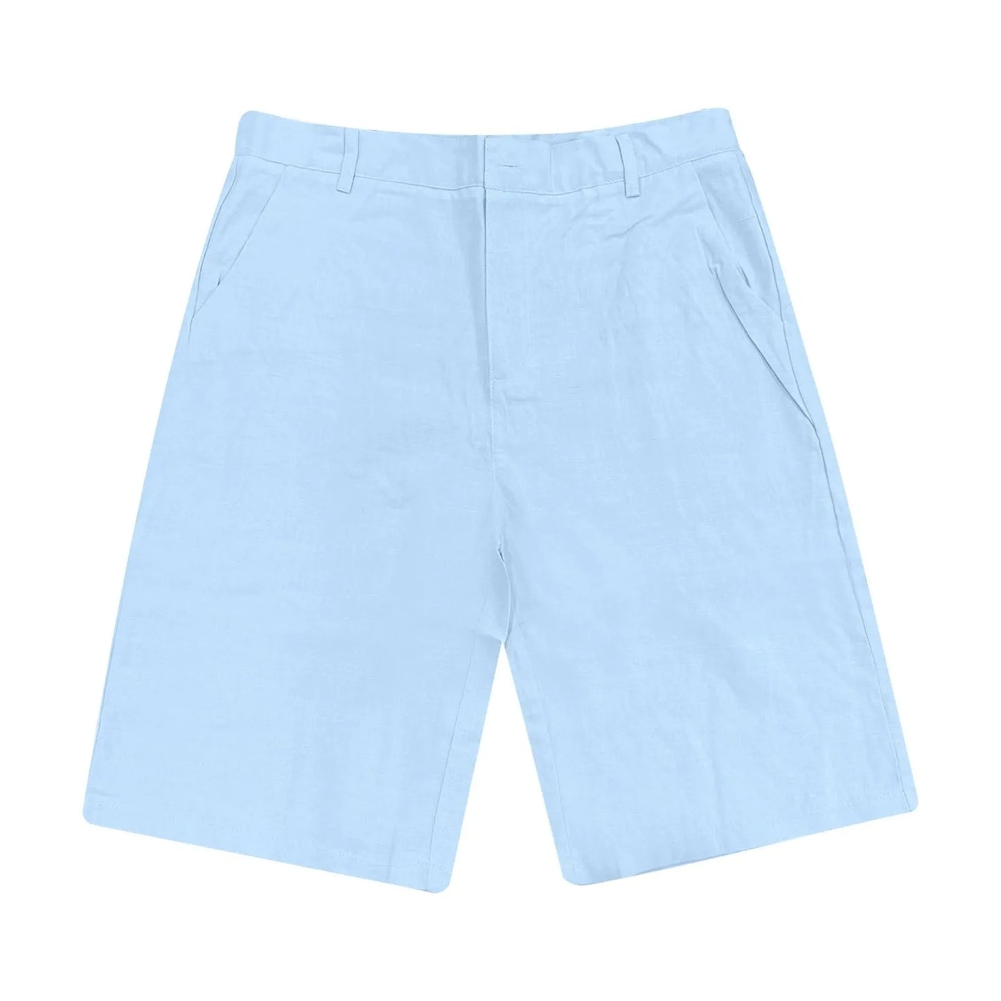2025 Summer Cotton Linen Shorts for Men Solid Casual Button Pocket Beach Shorts Men's Comfortable Simple Vacation Leiture Pants