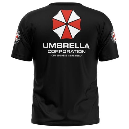 Resident Evil Umbrella Corporation T - Shirt - Black Iconic Logo & Slogan 3D Printed Perfect for Game Fans